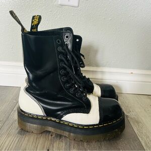 Dr. Martens Crazy Bombs Two Tone Black & White Platform Boots 9
